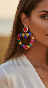 Desire Heart Pink Multi Color Earrings